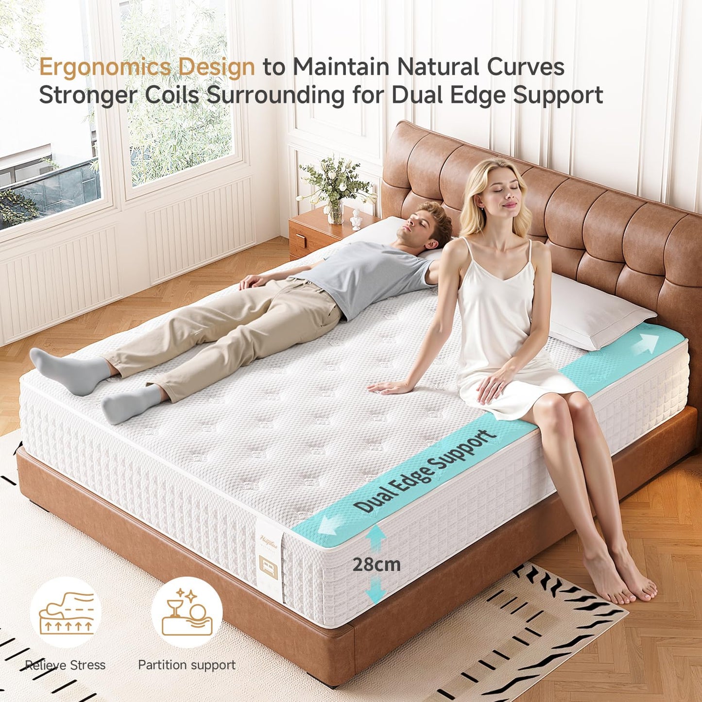 Single Mattress,3FT Orthopaedic Medium-Firm Single Mattress,11.02 Inch Foam and Pocket Springs Rolled & Compressed,Comfort-Pressure Relief for