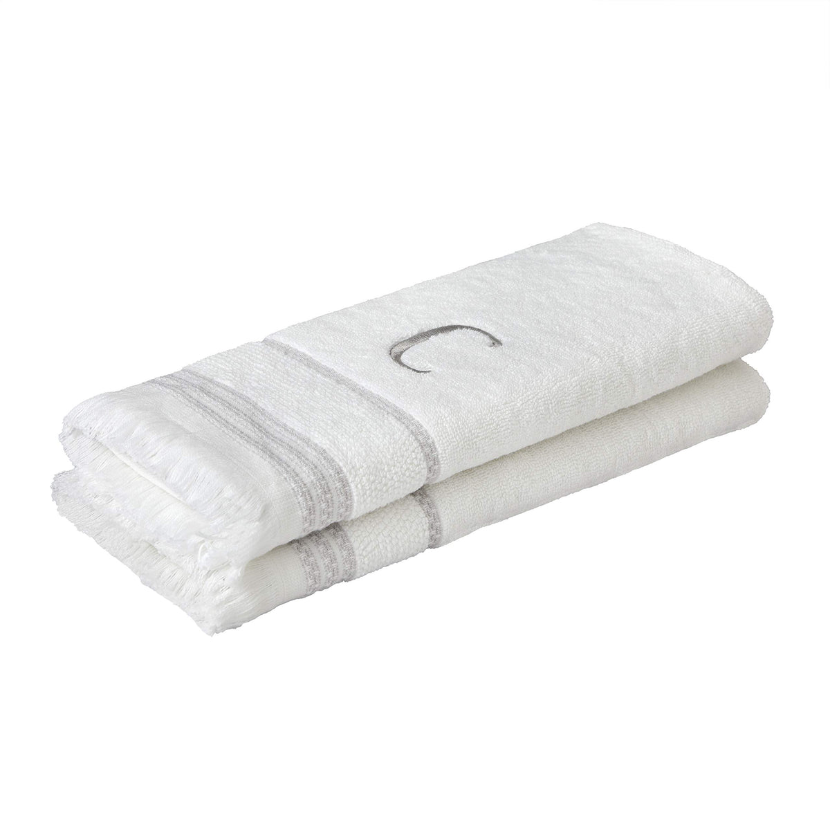 SKL Home Hand Towel Set, C, Cotton, White, 16x26