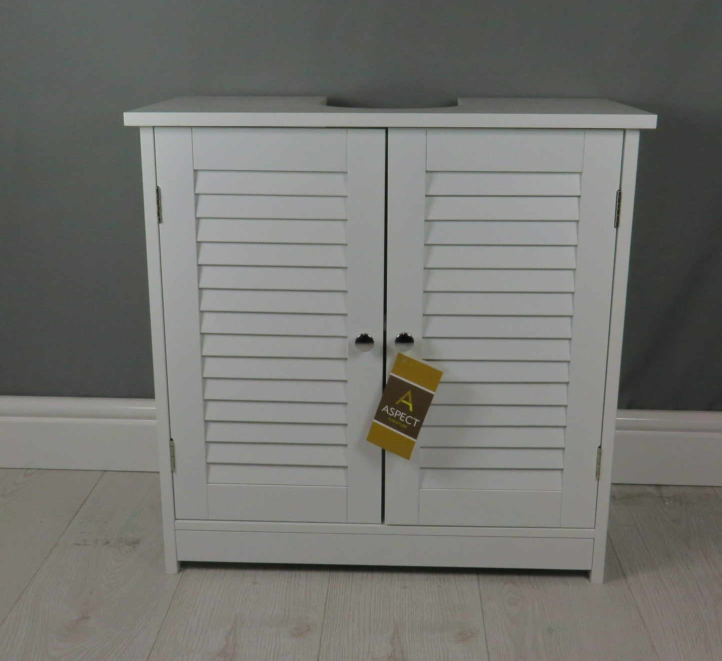 Aspect BR108 OSLO BATHROOM STORAGE UNDER SINK CABINET-WHITE, Engineered Wood, 60x30x60cm