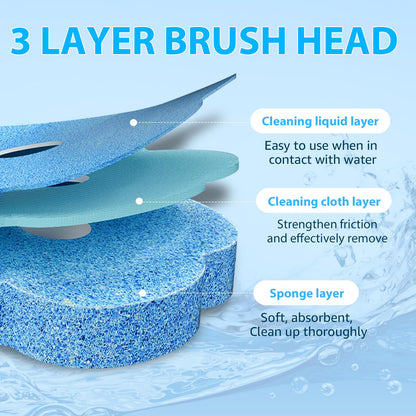 96 pcs Disposable Toilet Brush Refills 96 Sponge Brush Heads with Built-in Cleaning Solution