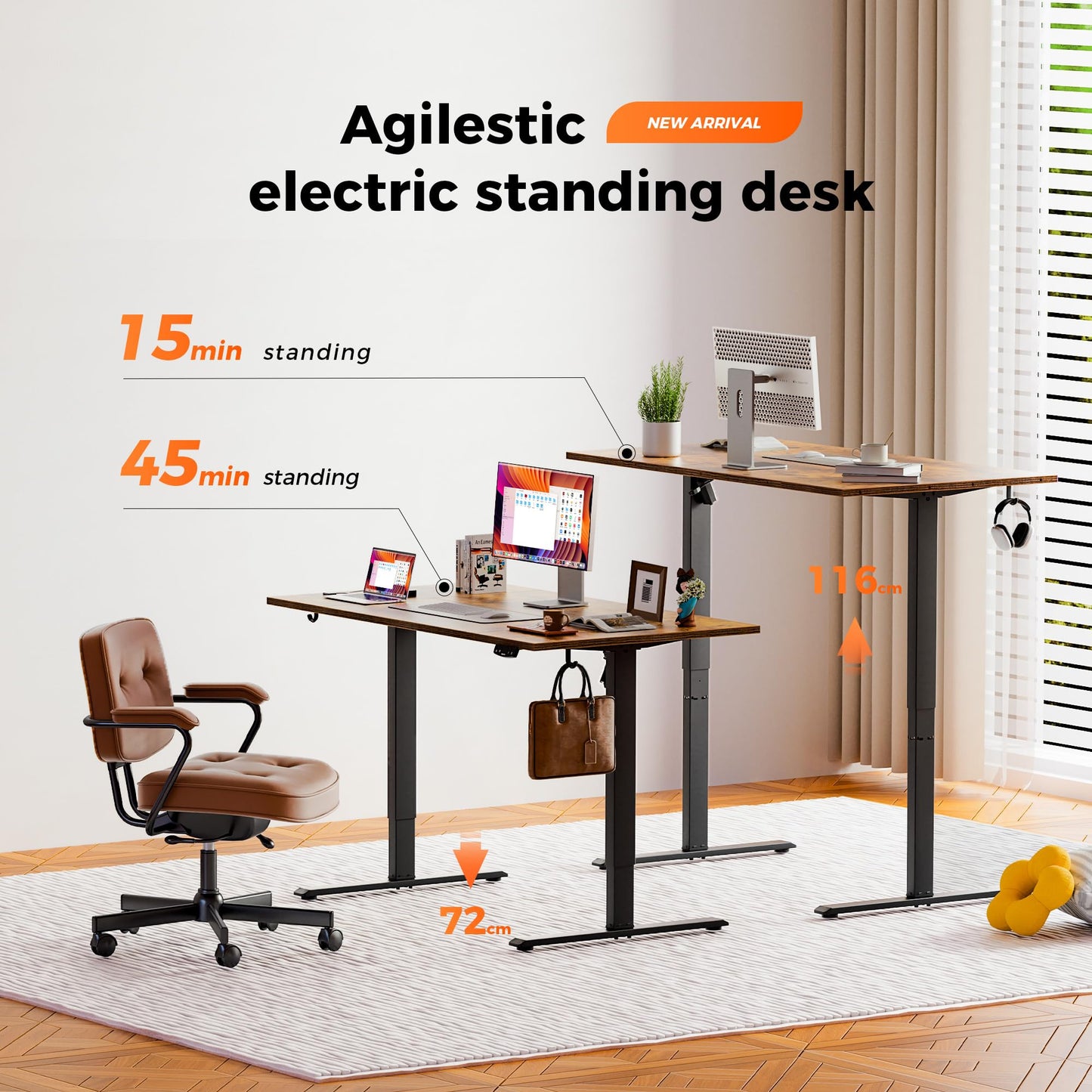 Agilestic Height Adjustable Electric Desk, 2 Memory Height, 140x80cm