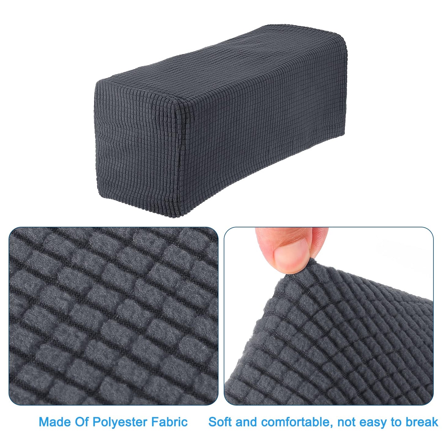 sourcing map 2pcs Stretch Armrest Covers for Chairs/Sofas, Couch Arm Covers with Twist Pin, Furniture Protector Slipcovers Dark Grey