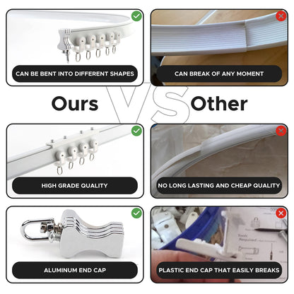 Aluminium Flexible Ceiling Curtain Track 3ft-16.4ft / 5m | Bendable Curtain Rail for Bay Windows & Shower | Heavy Duty Ceiling Mounted Track for