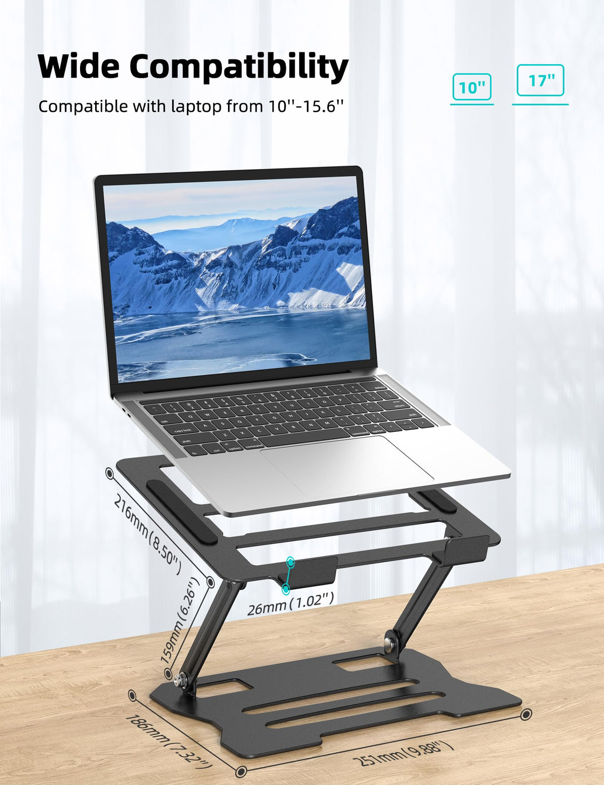 FAPPEN Laptop Stand, Universal Adjustable Steel Laptop Stand for Desk, Ergonomic Foldable Portable Desktop Laptopriser Compatible with 10''-15.6''