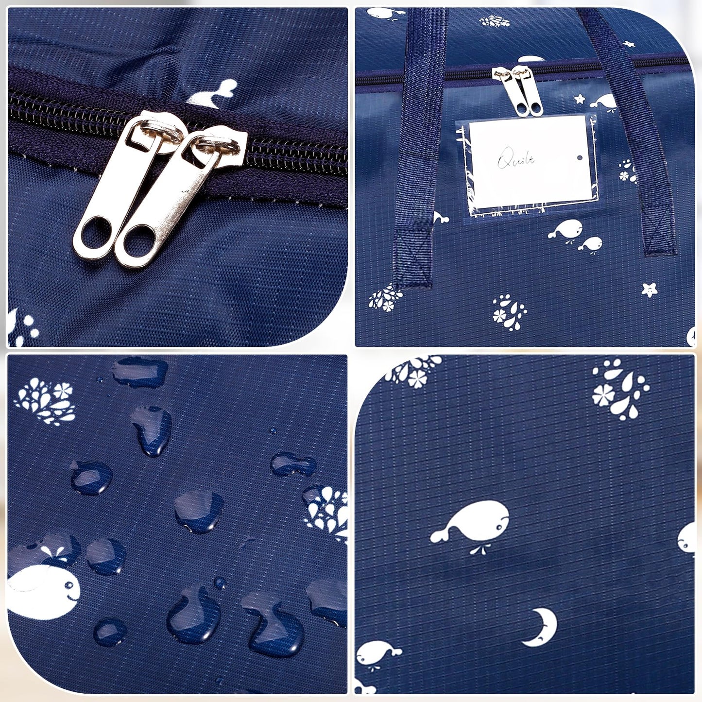 2 Pcs 105L Large Moving Bags Oxford Fabric Storage Bags with Zips, Blue