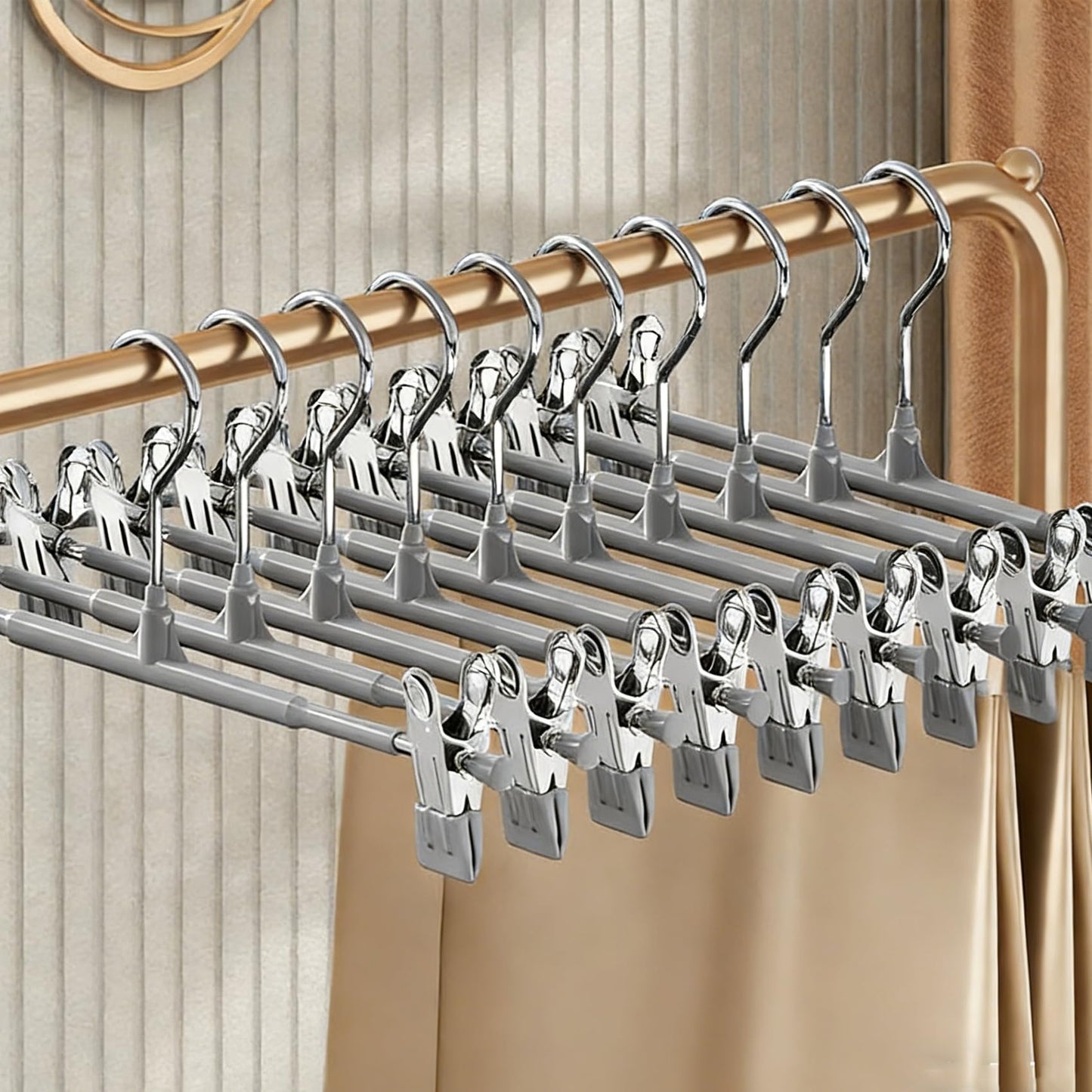 20 Pack Trouser Hanger, 30cm Pants Hangers Space Saving Skirt Hangers with Adjustable Clips,Heavy Duty Clothes Coat Garment Jeans Hangers