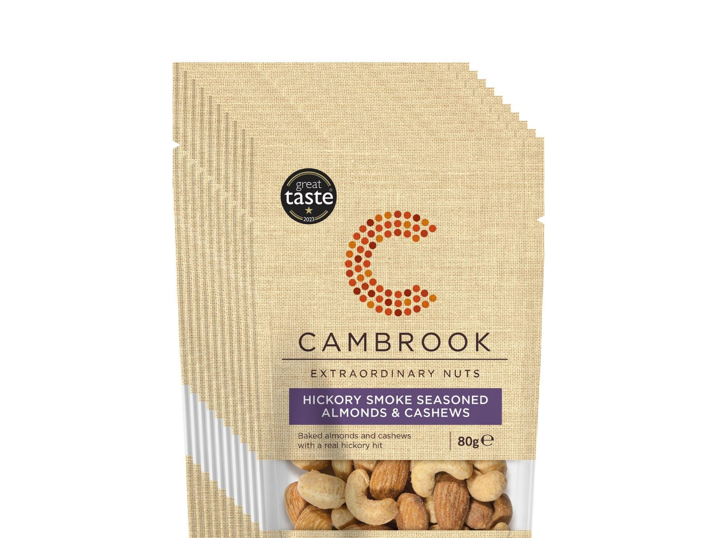 Cambrook Hickory Smoke Seasoned Almonds & Cashews 80g (Pack of 9)