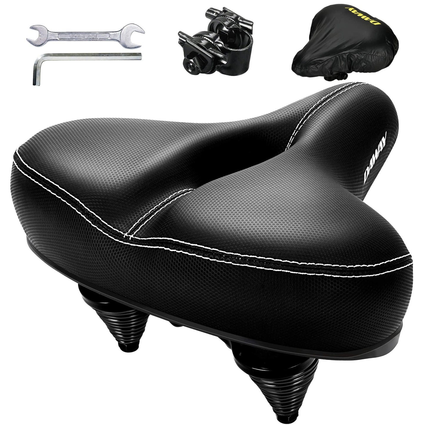 DAWAY C30 Large Wide Bike Seat - Most Comfortable Oversized Bicycle Saddle for Peloton, Mountain, Road, Cruiser, Stationary, Exercise Bikes - Soft