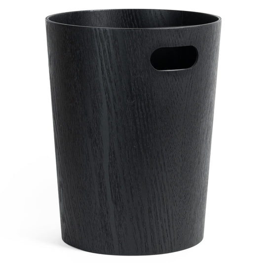 Kazai. Real Wood Waste Paper Bin Brje | Modern Wooden Paper Basket for Office, Kids' Room, Bedroom and more | 9 liters | Oak black