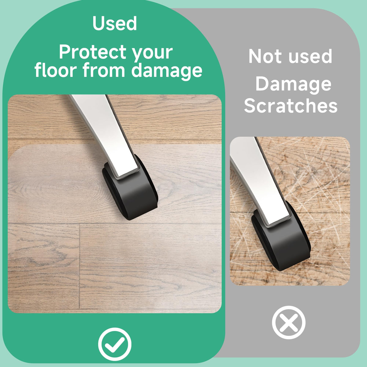 NATRKE Clear Office Chair Mat for Hard Floor, Transparent Computer Desk Chair PVC Mat for Furniture Wooden Floor Protector for Home Office