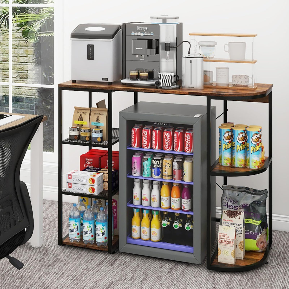 PUNCIA Mini Fridge Cabinet with Storage for Home Dorm Retro