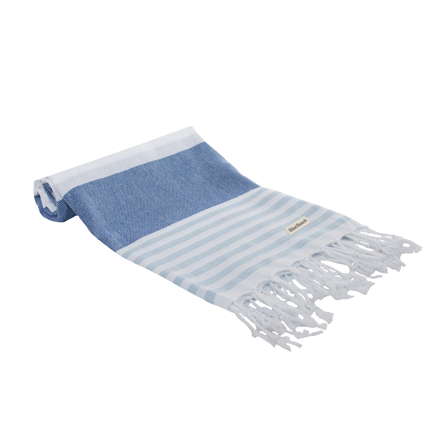 Blue Beach Turkish Towel - 100x180cm Large Turkish Hammam Peshtemal Towel - Super Absorbent, Quick Dry, Lightweight, Compact Towels for Swimming
