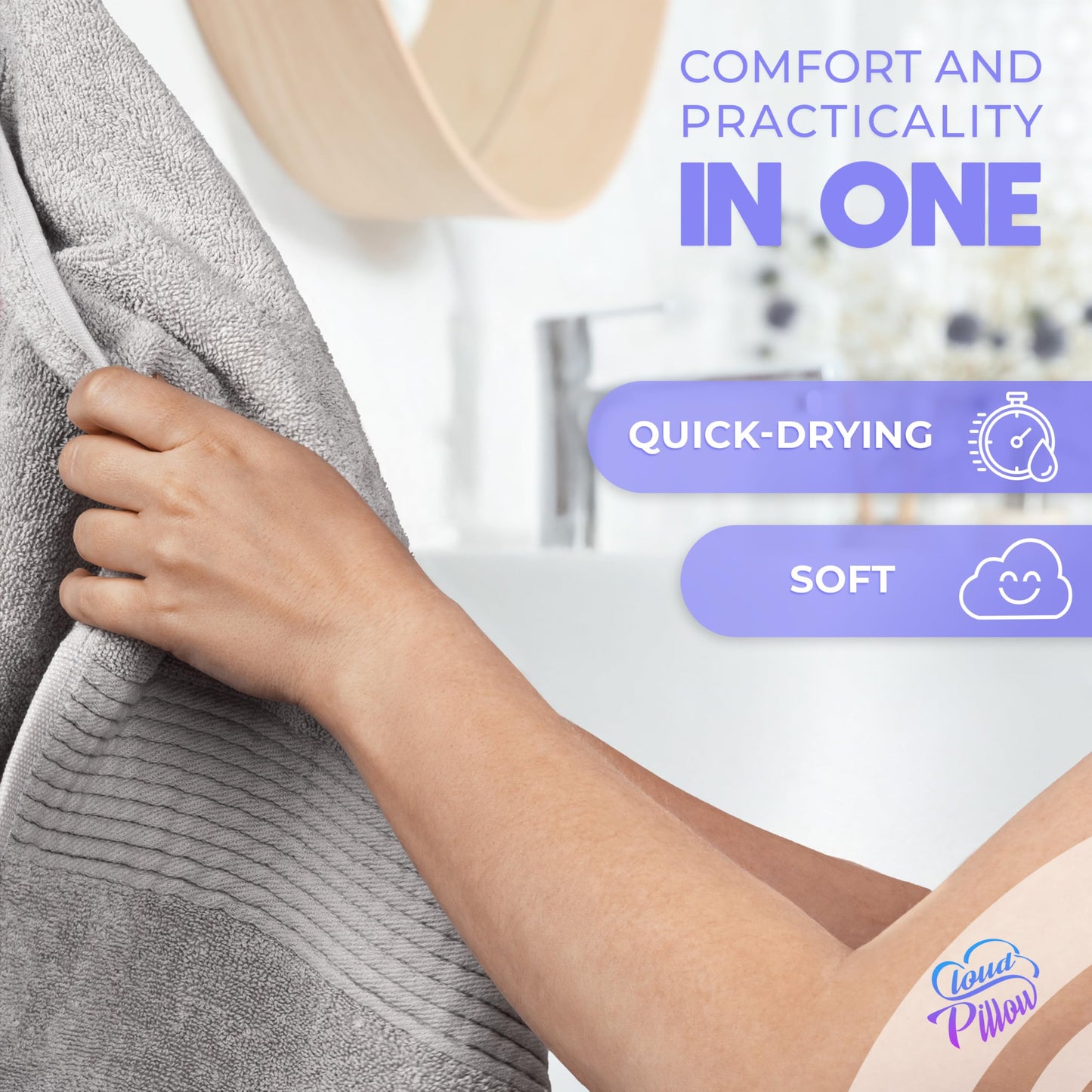 Cloud Pillow Set of 2 Bath Towels 70 x 140 cm 100% Cotton 500 g/m²
