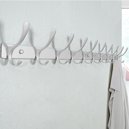 SKOLOO Wall Mounted Coat Rack - 10 Hooks, Heavy Duty, Stainless Steel, Metal Wall Hangers, Sturdy Coat Hooks for Hanging Coats, Jacket, Clothes, Hat