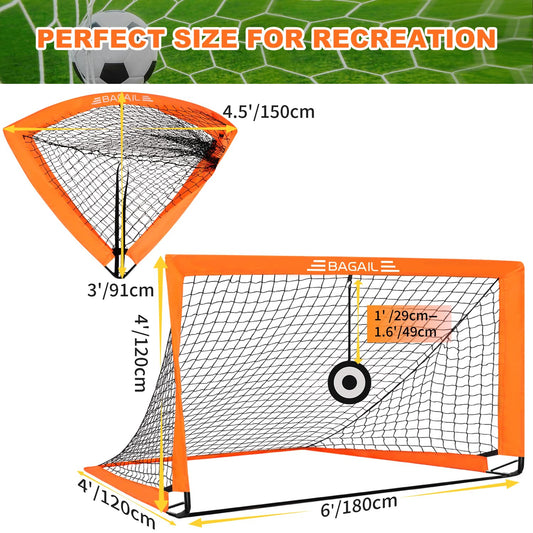 BAGAIL Football Goal, Pop up Football Net with Target Goal, Ground Pegs and Portable Carry Bag, Easy to Assemble, Ideal Soccer Goal for Garden