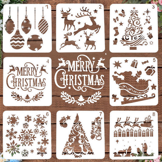 LYPER 12inch Christmas Stencils - Reusable Santa Claus, Snowmen, Snowflakes, Moose Templates for Painting DIY Crafts, Christmas Cards, Window Glass,