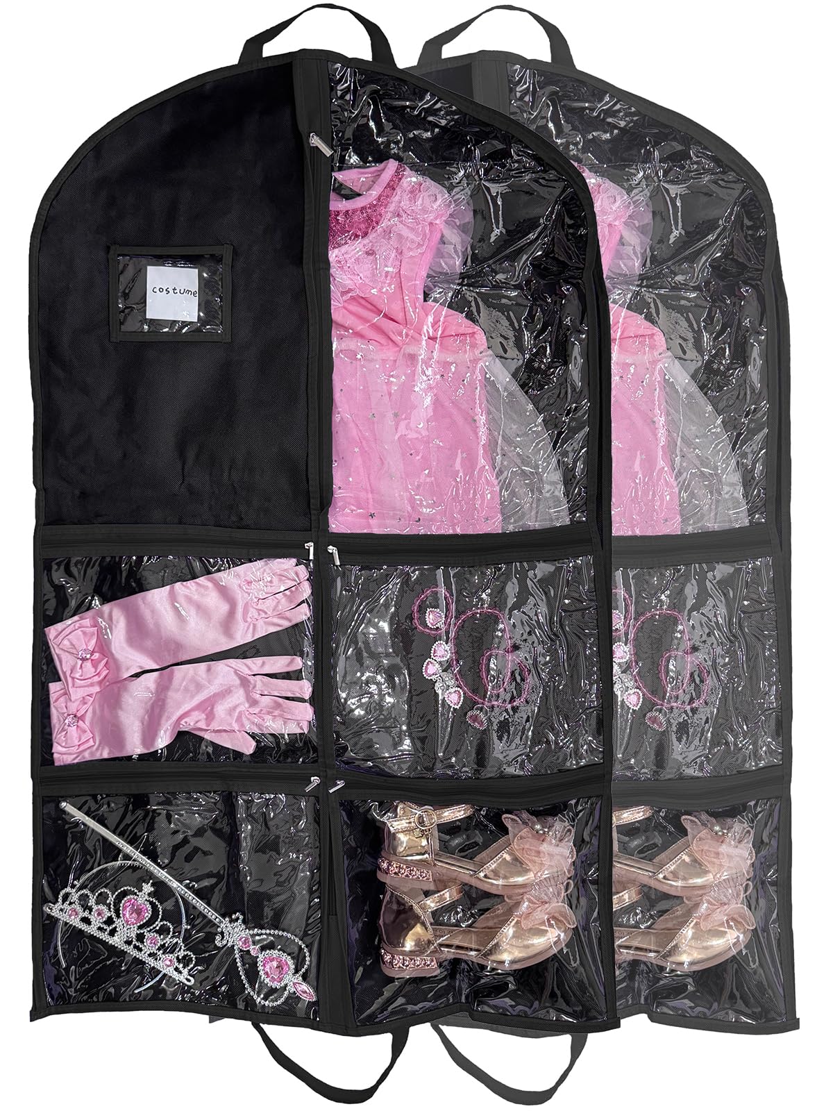 RIDESAIPU 40 Inch Dance Costume Garment Bag for Travel with Handles,Garment Bags with Multiple Zipper Pockets(Black,2 Pack)