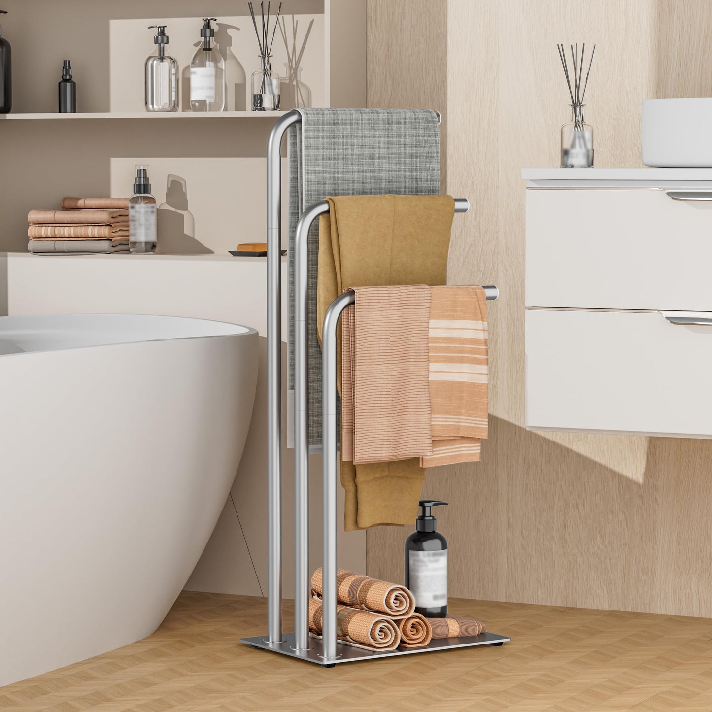 OUTBROS Towel Holder for Bathroom,39x26x90cm,Silvery
