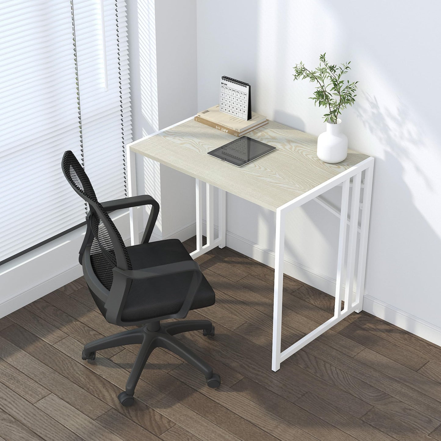 Lutown-Teen 47 inch Folding Desk No Assembly Required, Mahogany