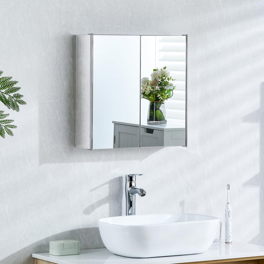 Bath Vida Tiano Double-Mirror Bathroom Cabinet Wall-Mounted Stainless Steel Modern Storage Cupboard No Assembly Required