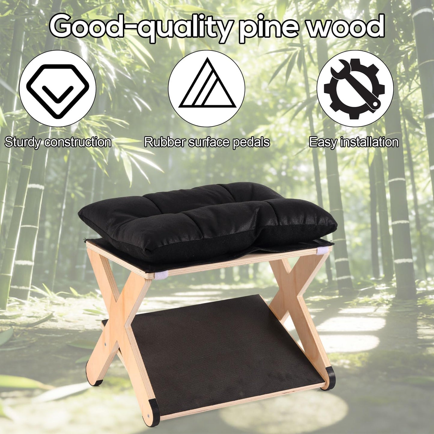 Foot Rest for Under Desk, Ergonomic Foot Stool Non-Slip Wooden Leg Rest Support with Comfortable Cushion for Office Desk at Work Home Use Enhances