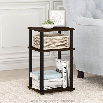 Furinno JUST Side Table Set of 2, 3-Tier End Tables, Open Shelves Night Stand, Nightstand, Toolless Assembly, for Living Room, Bedroom