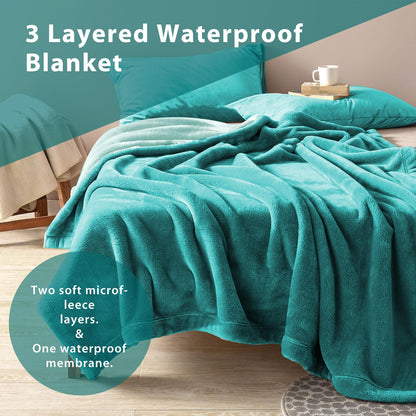 YISURE Waterproof Blanket for Adults, Waterproof Splash Love Blanket for Bed Intimacy Double, King Size 90"x80" (Green)