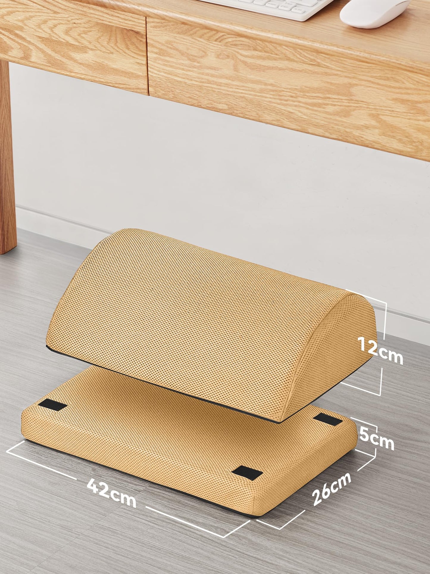 HEETA Foot Rest Under Desk, Ergonomic Desk Foot Rest Adjustable 2 Optional Height Footrest Foam Non-Slip Foot Stool for Home, Office & Gaming (Brown)