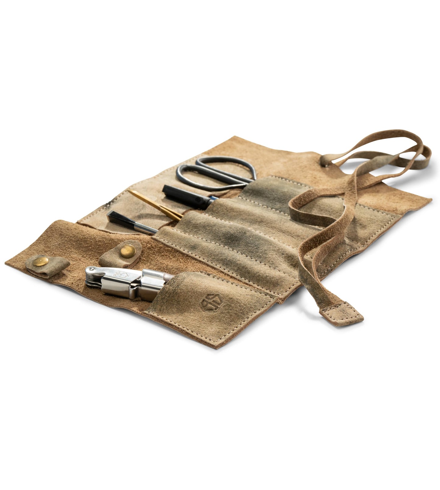 Angus Stoke Leather Case for Pens, 4 Compartments, Handmade, Genuine Leather, Unisex, Antique Beige, Pen Roll Folder