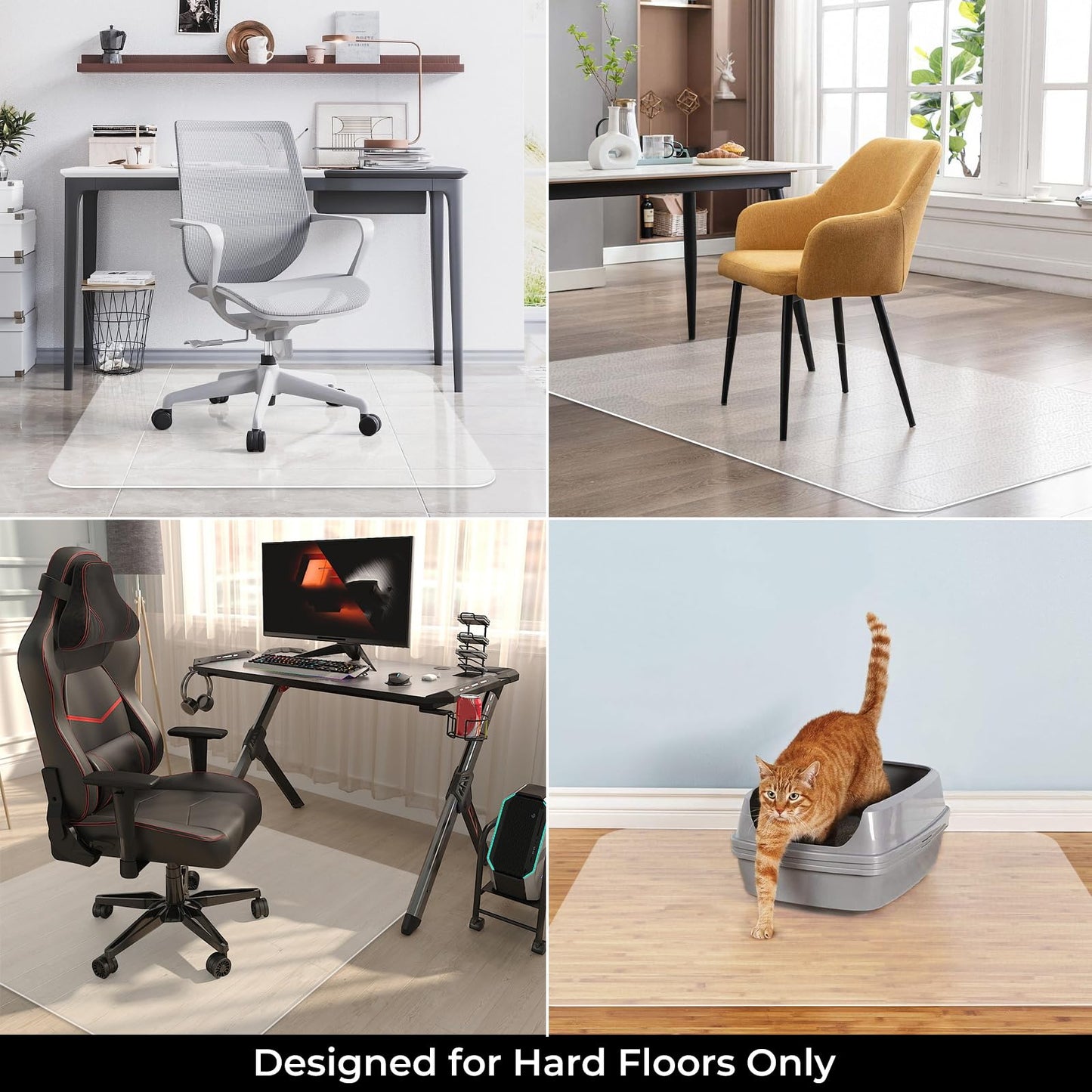 Office Chair Mat for Hard Wood Floors 90x120cm Heavy Duty Floor Protector Computer Desk Chair Mats for Rolling Chairs, Easy Clean