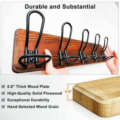 Dseap Coat Rack Wall Mounted - Heavy Duty Farmhouse Rustic Wall Coat Hanger With 5 Wire Hooks for Clothes Hat Jacket Towel, RusticWire, G25A