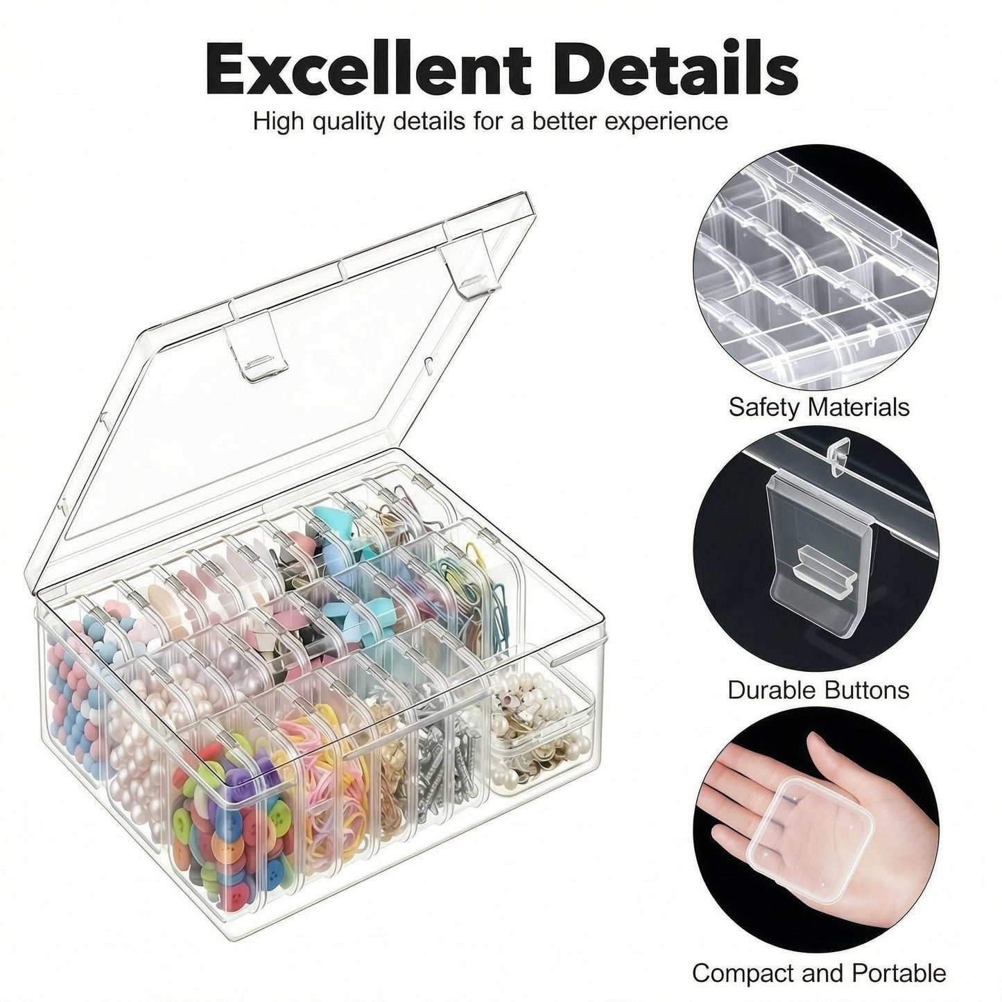 Chesomn 31 Pcs Bead Organiser Storage Box, Small Plastic Organiser Box
