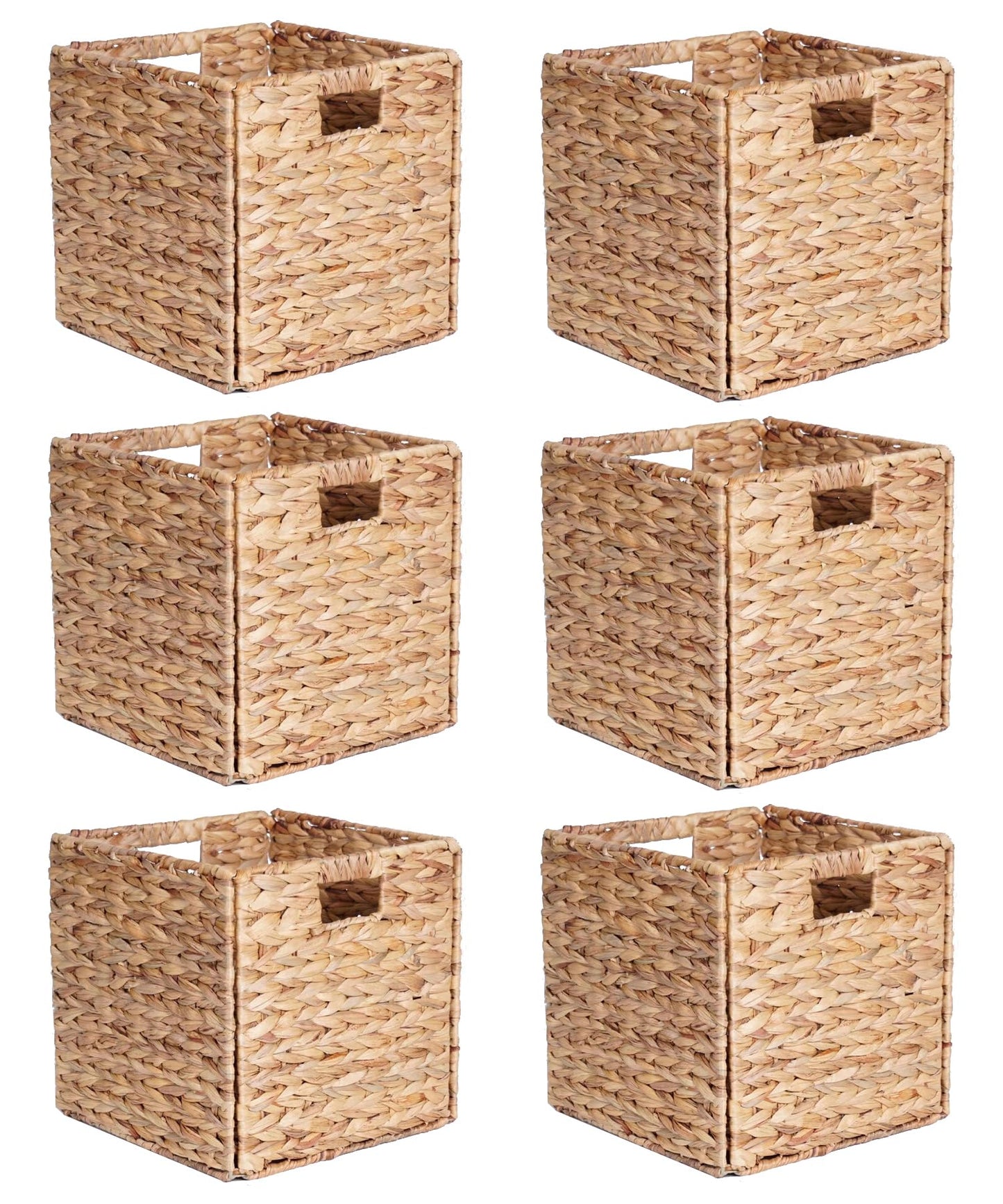 6 Pcs Water Hyacinth Storage Baskets, Square Woven Baskets under Shelf Cabinet(30 x 30cm)