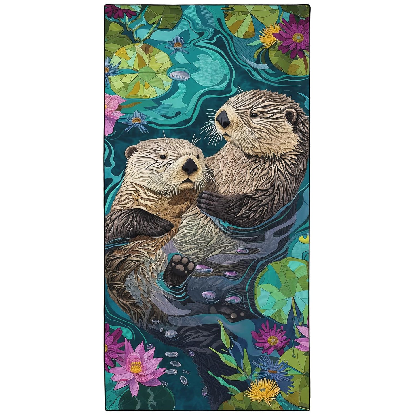YISUMEI Lovely Otters Beach Towels for Adults Extra Large 180 x 90 cm, Microfibre Quick Dry Towel for Travel Swimming Camping Sports