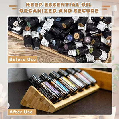 Honicemar 6 - Slot Wooden Essential Oil Holder Aromatherapy Organizer - 2Pcs, Essential Oil Bottles Display Rack & Storage Stand Holder
