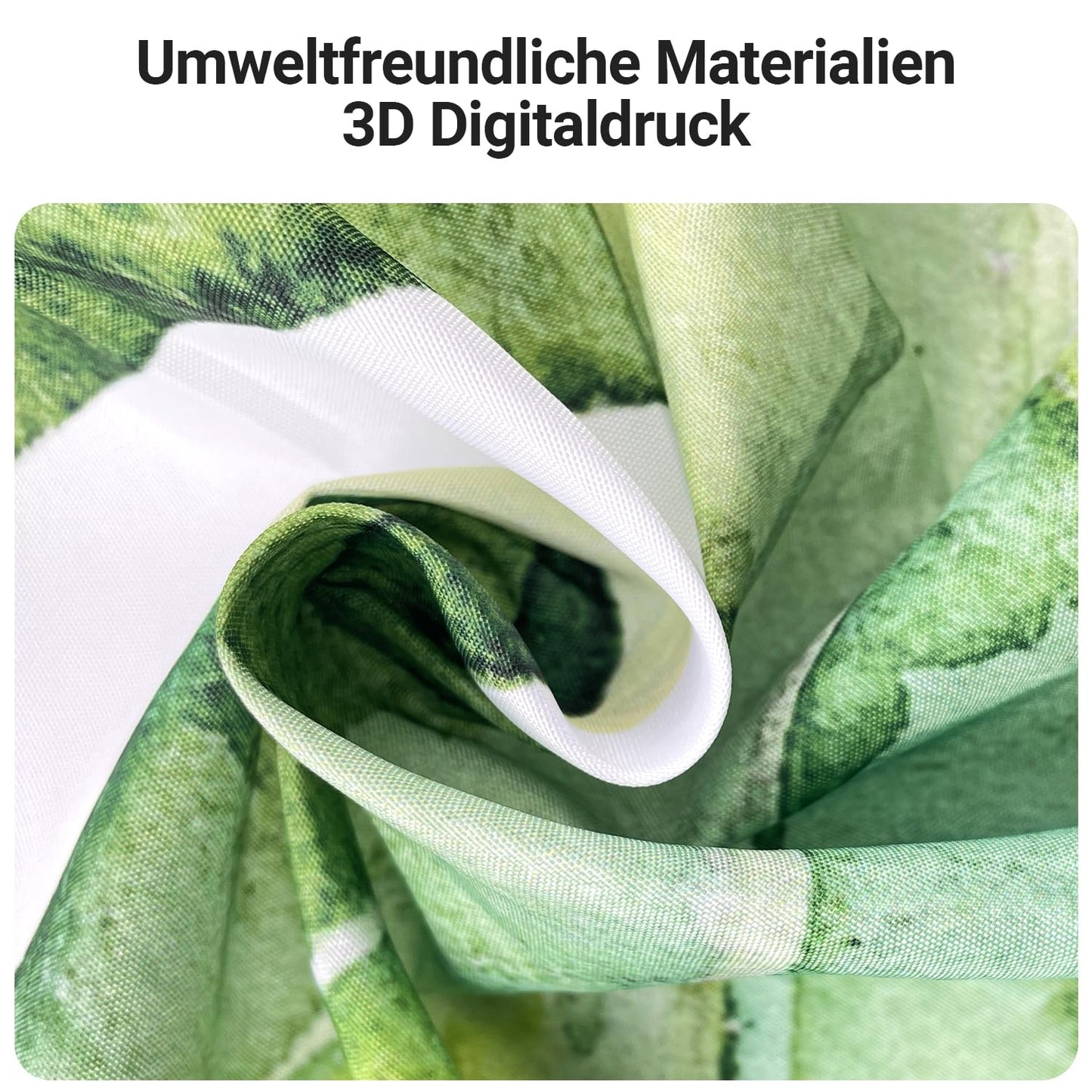 Lerores Shower Curtain, 200 x 200 cm, Green Leaves, Weighted Hem, Anti-Mould Textile, Waterproof