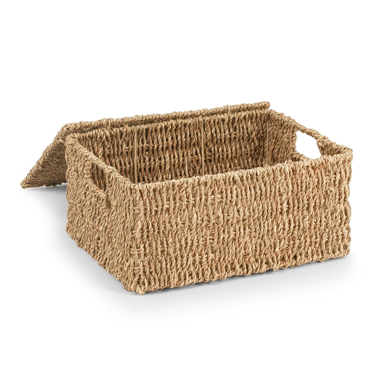 Woodluv Storage Boxes with Lids, Woven Natural Seagrass, Nesting Storage Baskets for Shelves, Gift Hamper Basket