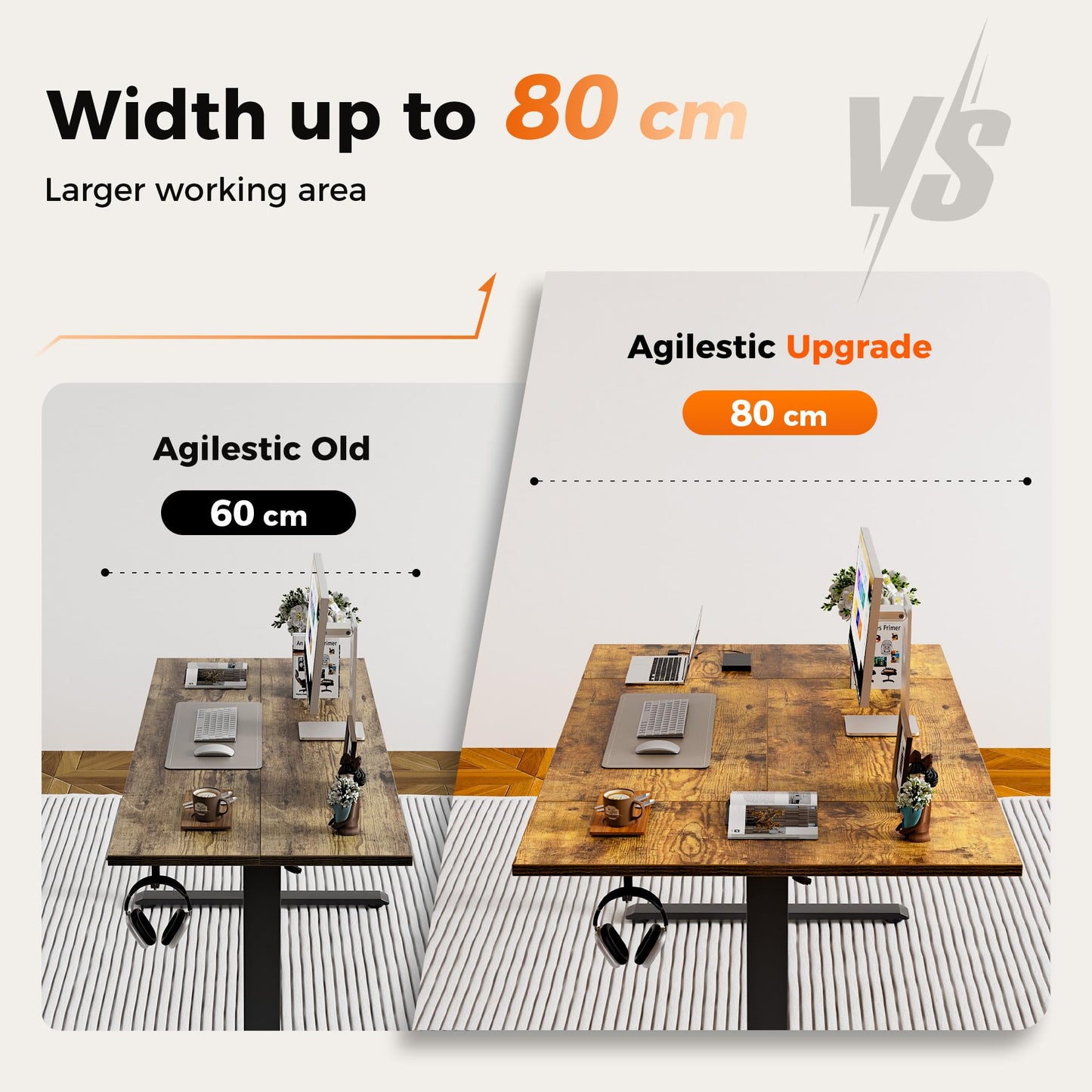 Agilestic Height Adjustable Electric Desk, 2 Memory Height, 140x80cm