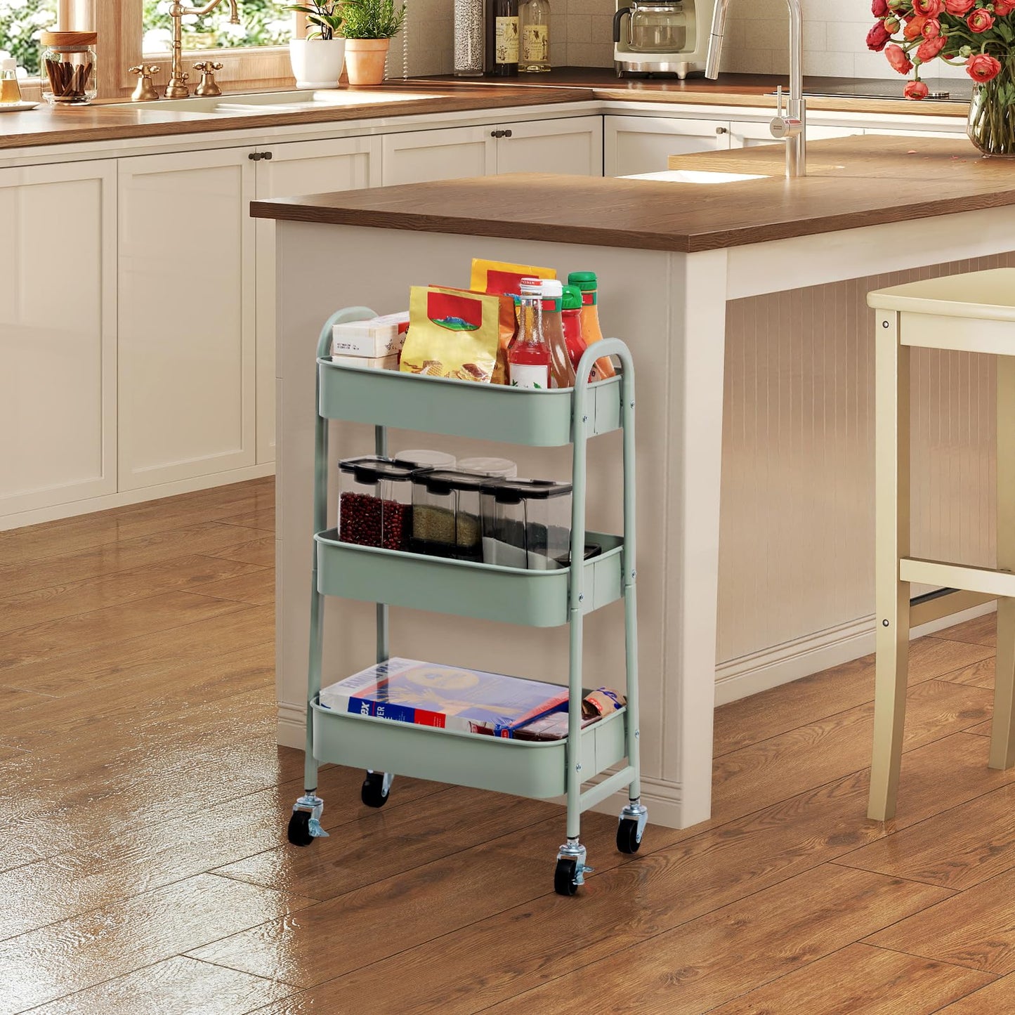 DOEWORKS Metal Storage Trolley on Wheels Kitchen Trolley Craft Trolleys