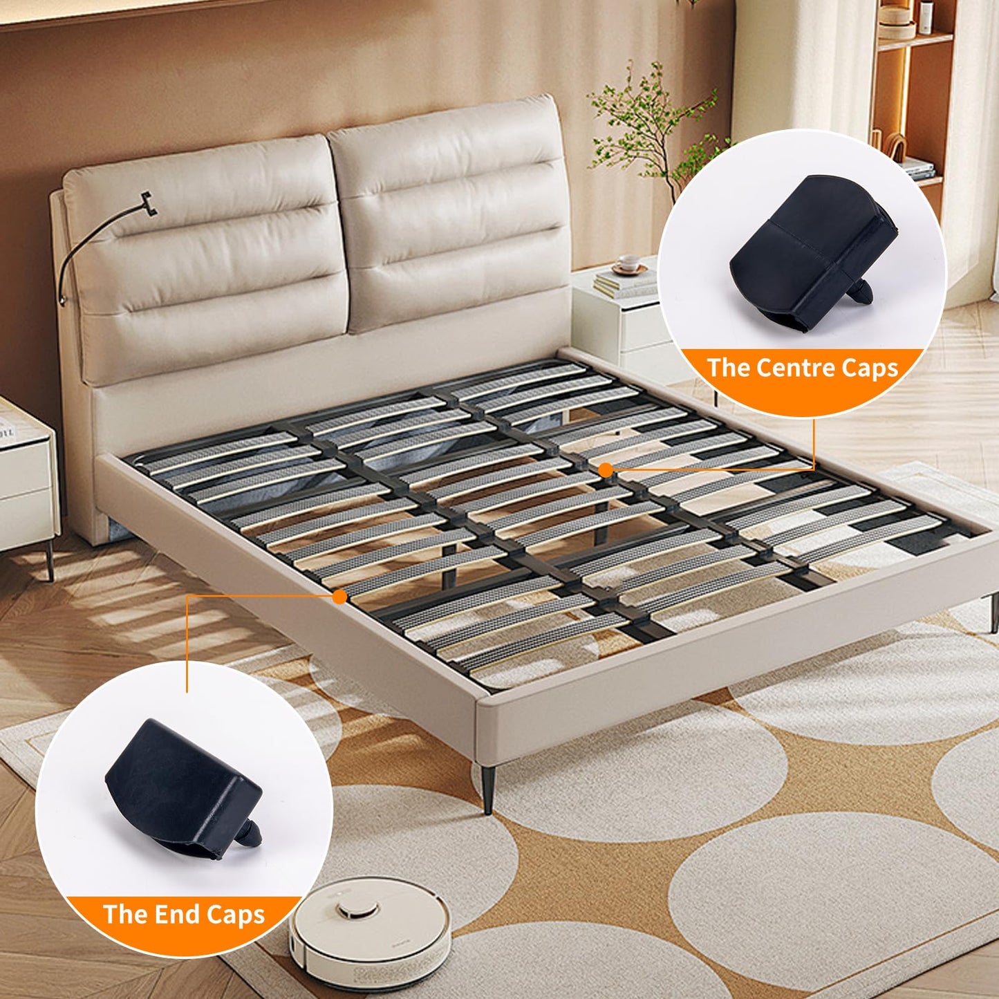 Sewokon 21 Pcs Bed Slat Centre Caps Holders, Plastic Slat Holders, Lattenrost Kappen, Replacement Kits Bundles (55mm x 9mm Inside)
