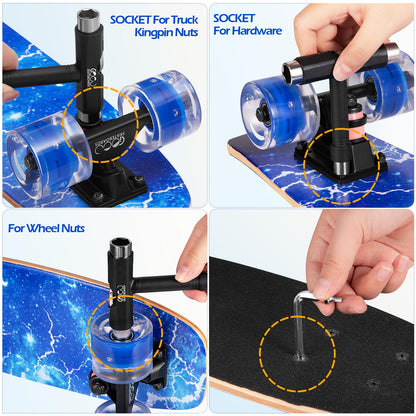 GIEEU Skateboards with Colorful Flashing Wheels for Beginners, Kids, Teens, Adults, 21.8" x 6.1", Complete Standard Skateboards, 9 Layers Maple Deck,