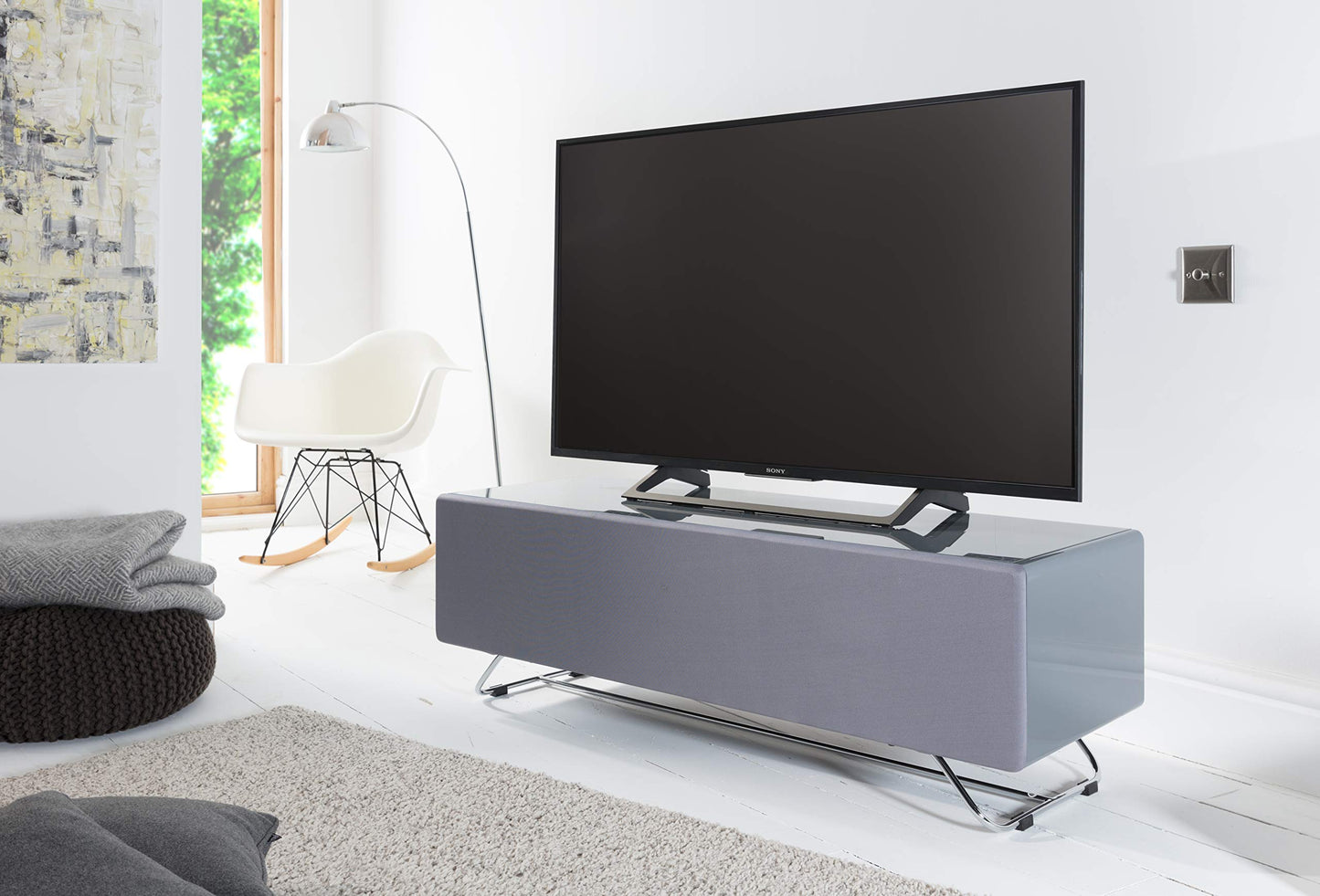 Alphason Chromium Concept TV Cabinet - Grey, 120 x 42 x 40cm (WxDxH)