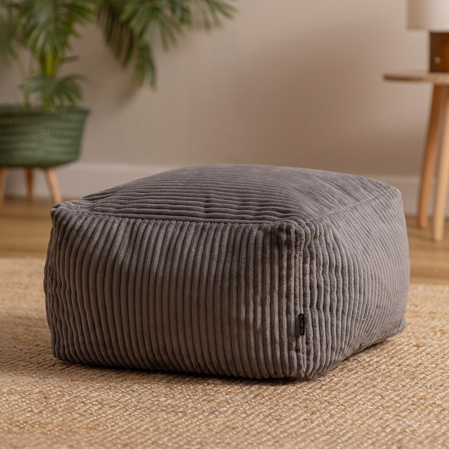 icon Amara Small Cord Bean Bag Footstool with Filling Included, Grey