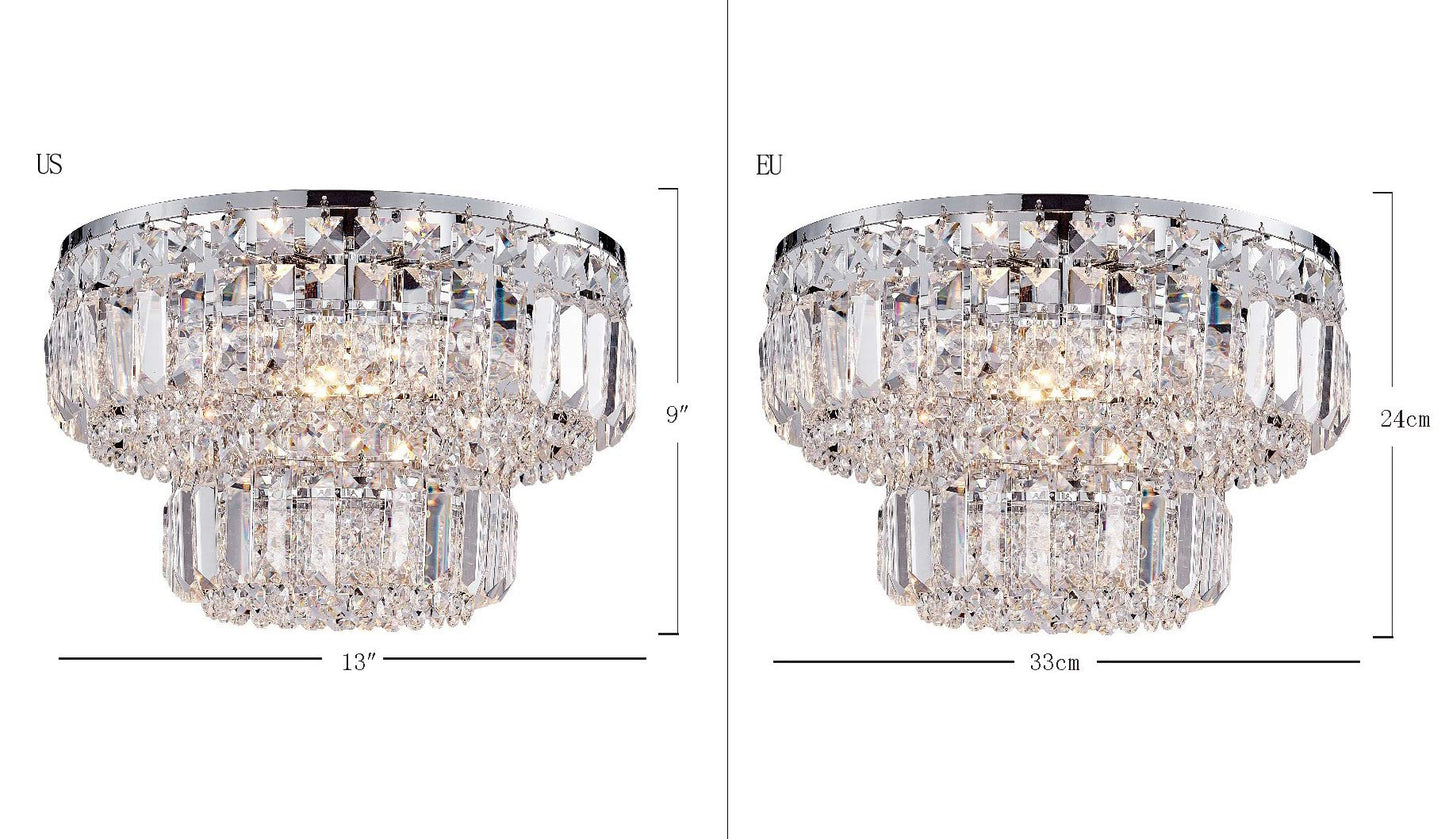 BESTIER Modern Chrome Crystal Flush Mount Chandelier Lighting LED Ceiling Light Fixture Lamp for Dining Room Bathroom Bedroom Livingroom 4 G9 Bulbs