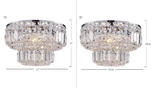 BESTIER Modern Chrome Crystal Flush Mount Chandelier Lighting LED Ceiling Light Fixture Lamp for Dining Room Bathroom Bedroom Livingroom 4 G9 Bulbs