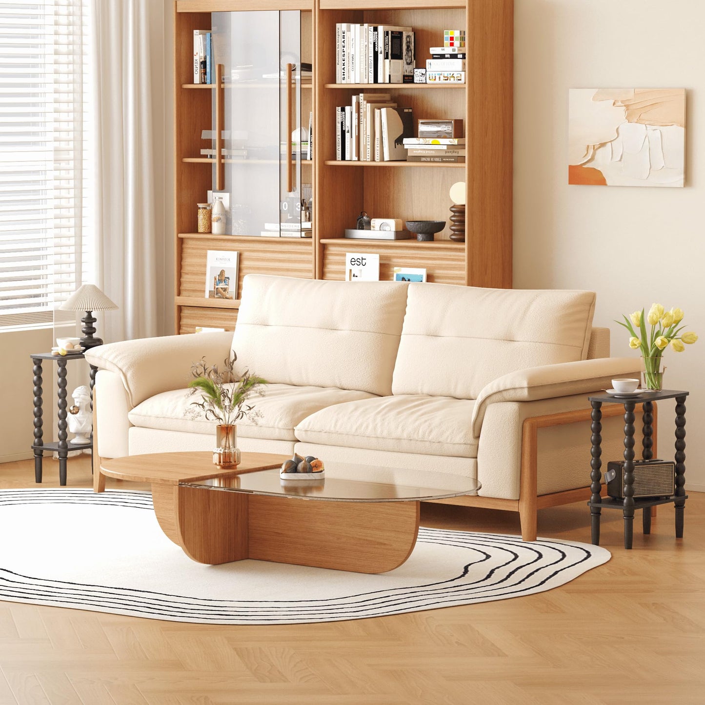 JERX 3-Tier Narrow Side Table Small End Table Walnut Brown