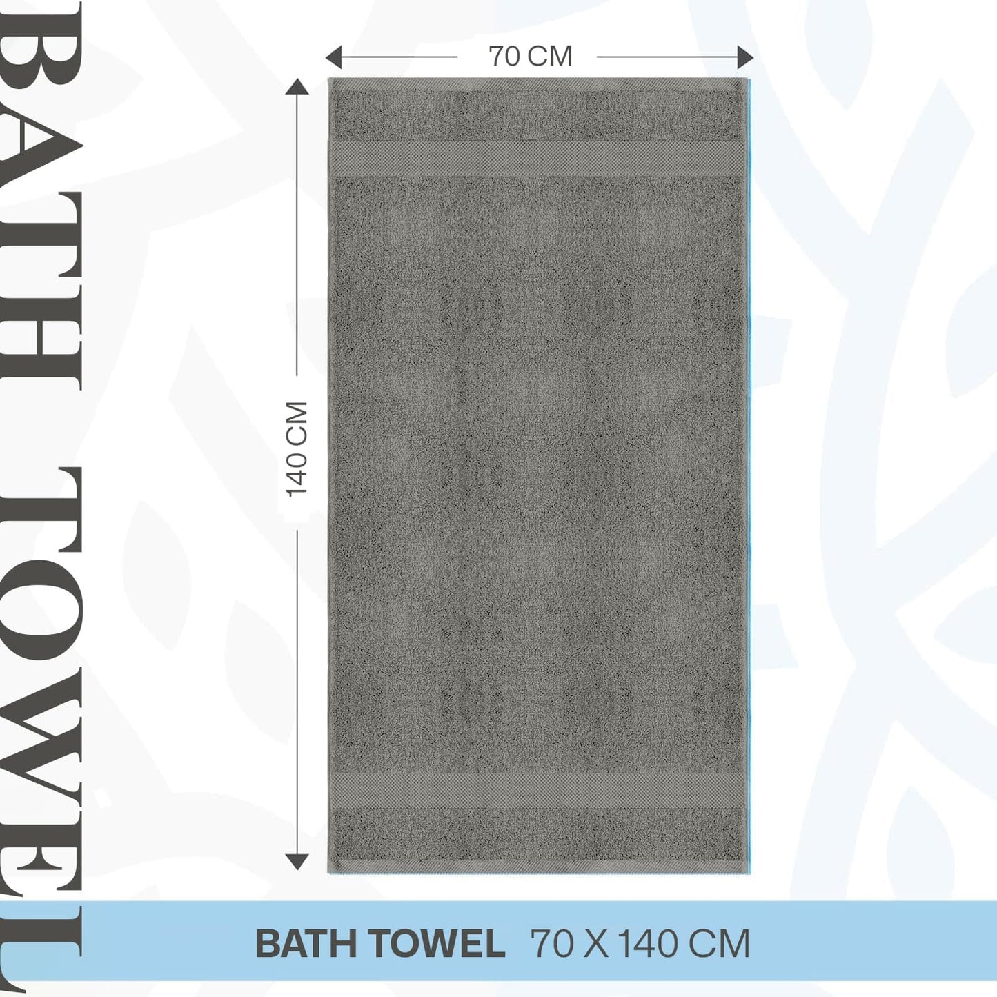 Large Bath Towels Pack of 2 Pieces 100% Ring Spun Egyptian Cotton 600gsm Luxury 70x140cm Towels for Pool, Spa