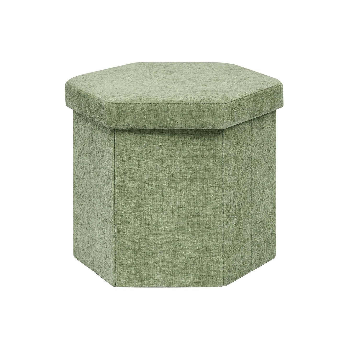 Bonlife Folding Storage Ottoman Hexagonal, Footrest with Toy Ches Box, 43cm