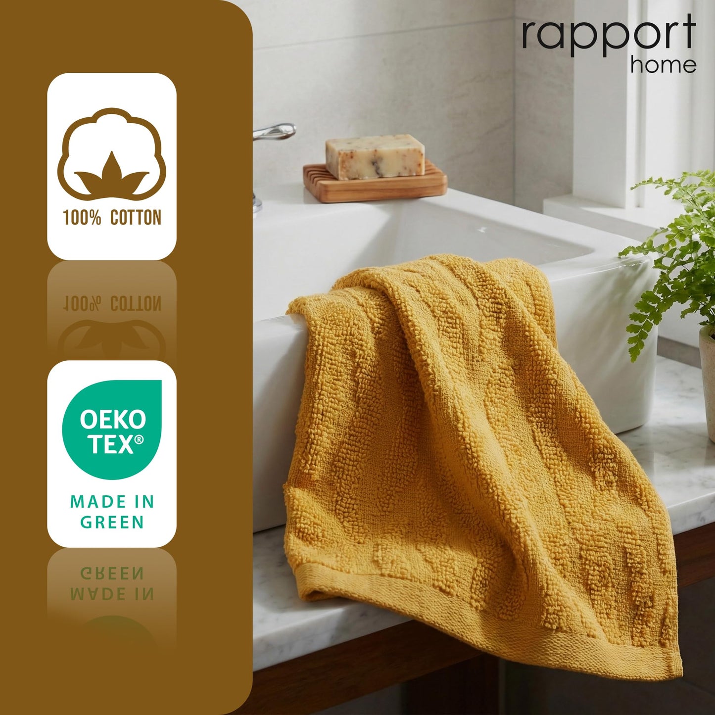 Rapport Home Safari Face Towels 2-Pack | Luxurious 100% Cotton 500gsm Soft Absorbent Face Cloths | Oeko-Tex Certified Bathroom Hand Towels