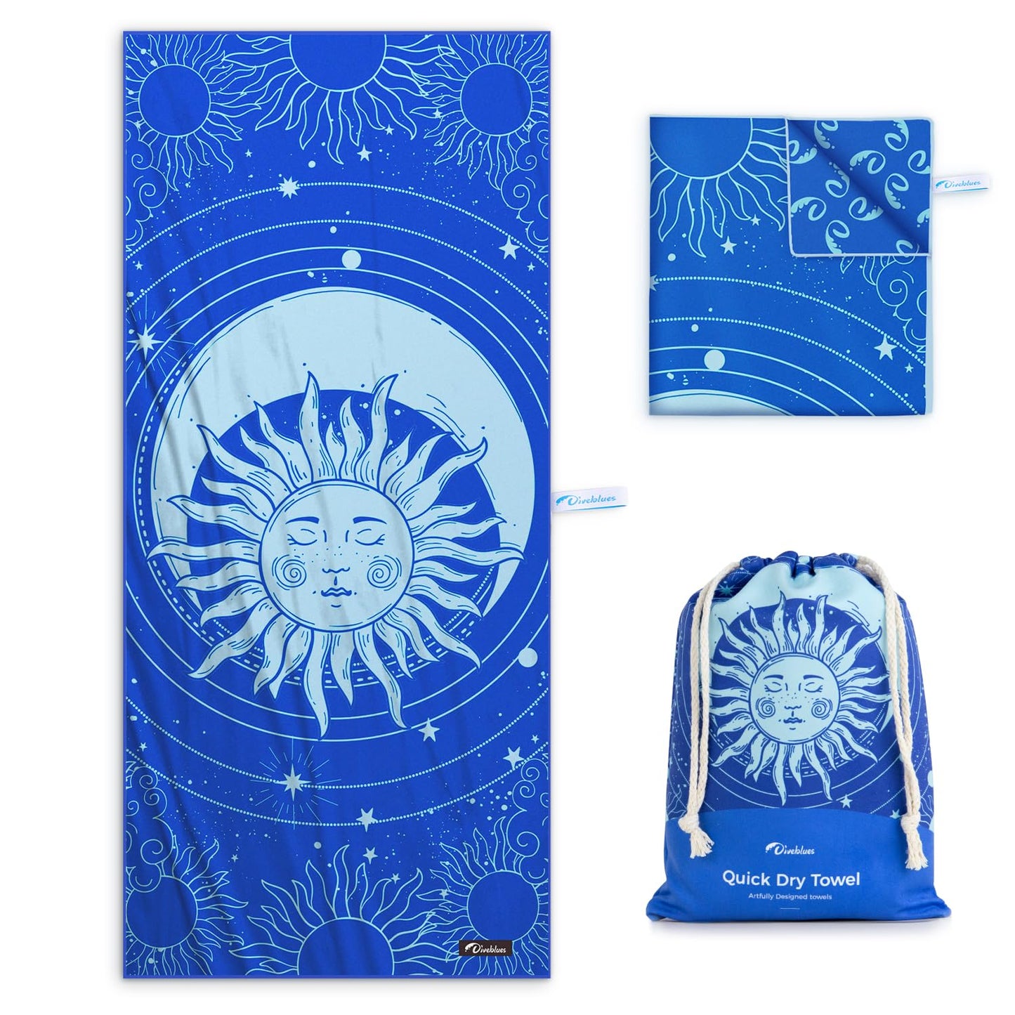 Diveblues Microfiber Beach Towel Fast Drying, Extra Large 79" x 57" Sand Free Beach Towel Super Lightweight Towels for Swimming Pool, Camping, Picnic